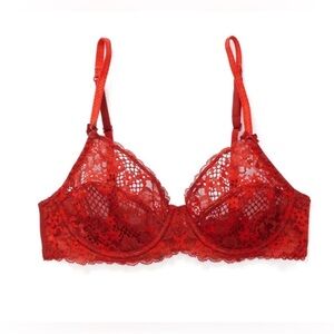 Beautiful Adore Me Unlined Underwire Red Lace Bra in Biking Red. Size 36C NWT!